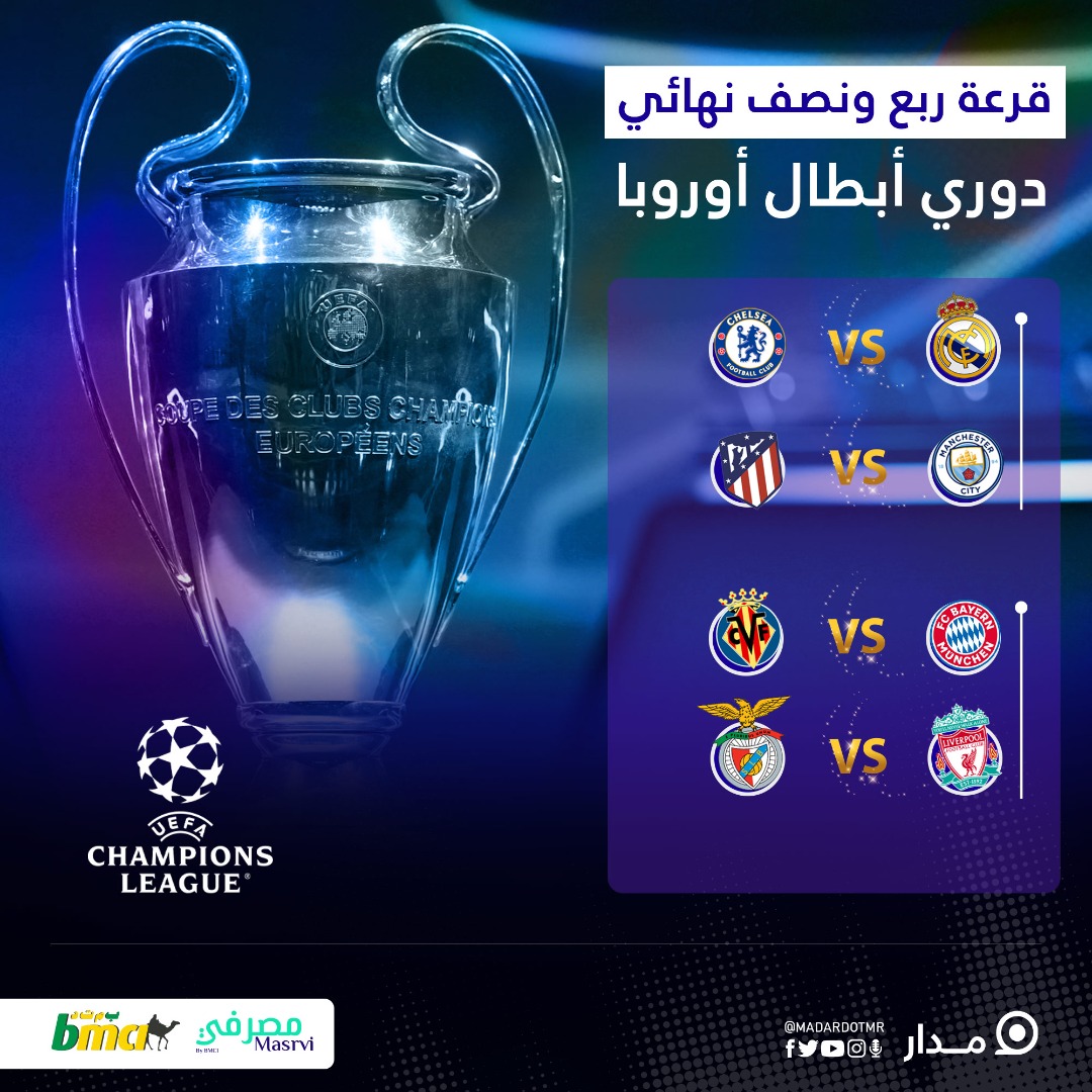 قرعة ربع ونصف نهائي من دوري أبطال أوروبا
